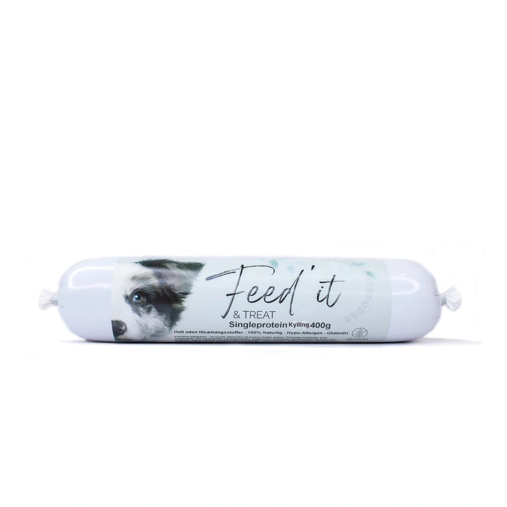 Feedit & Treat Pure Chicken 400 g - naturlig kyllingeskærepølse til hund og kat